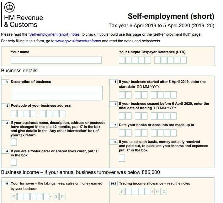 Self-assessment form