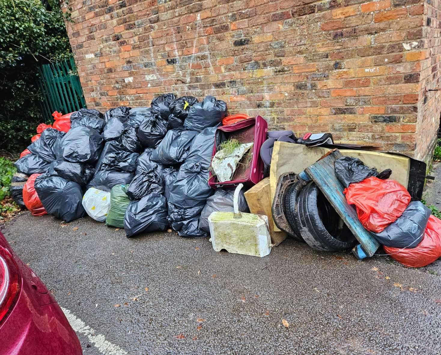Hundreds of rubbish bags are filled daily and weekly
