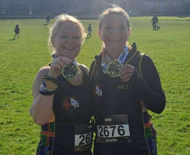 Three Counties Running Club's Janette Smith and Louise West at the Burghley 7 event