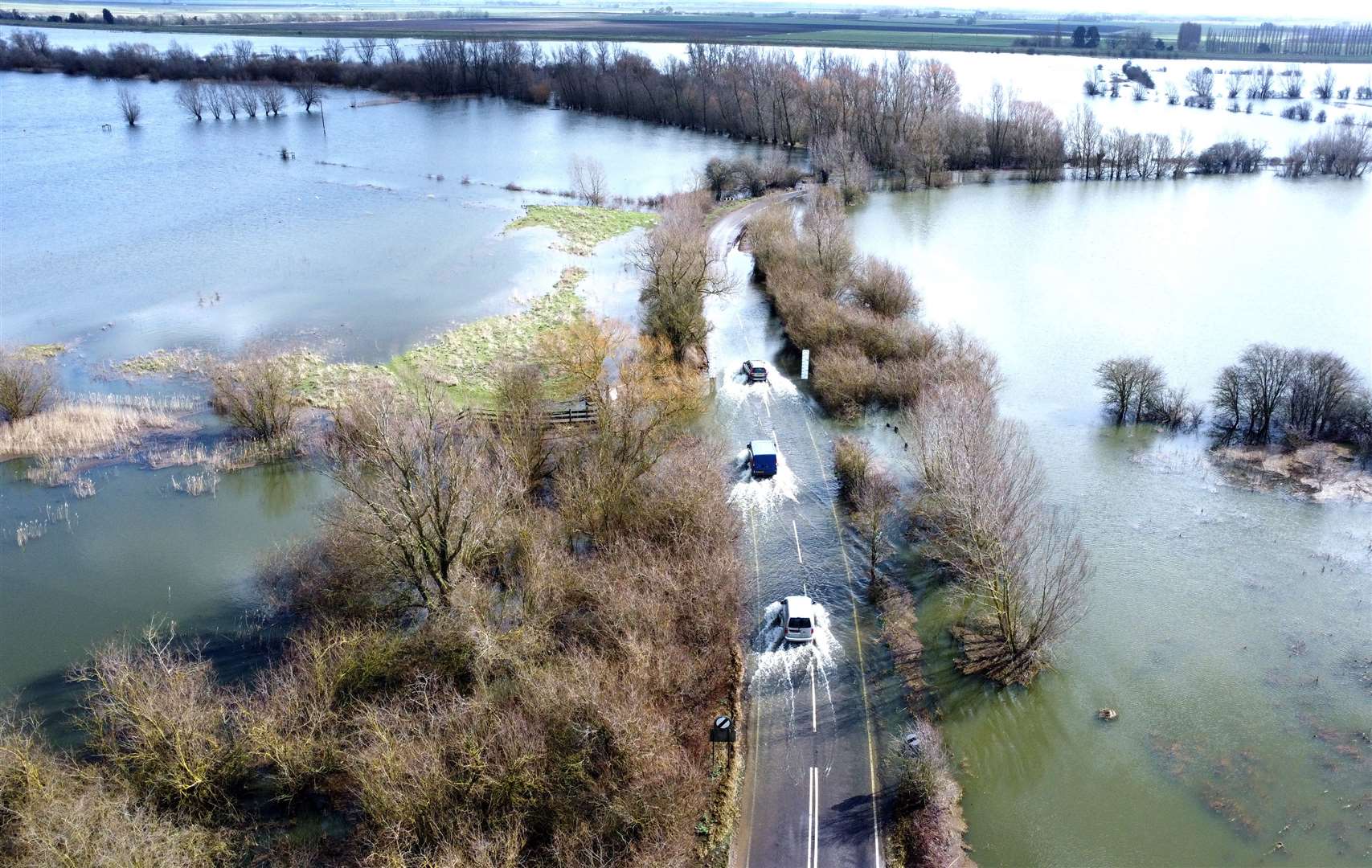 A1101 Welney Wash Road flooded, March 14, 2023. Picture: Adam Fairbrother