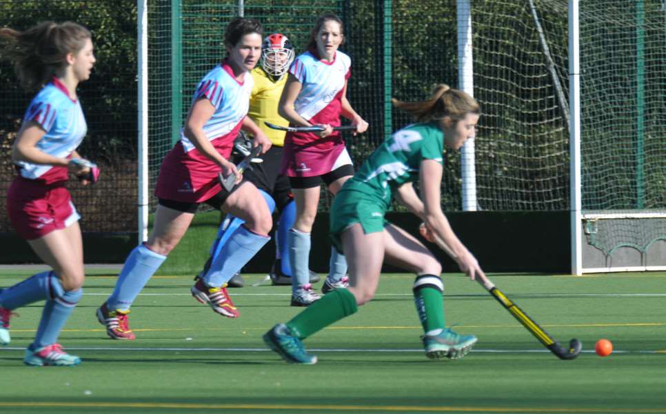 Hockey- Spalding Ladies 1sts v Long Sutton Ladies 1sts, Glen Park, Surfleet'Spalding attack - goal looking left'Sutton attack - goal looking right