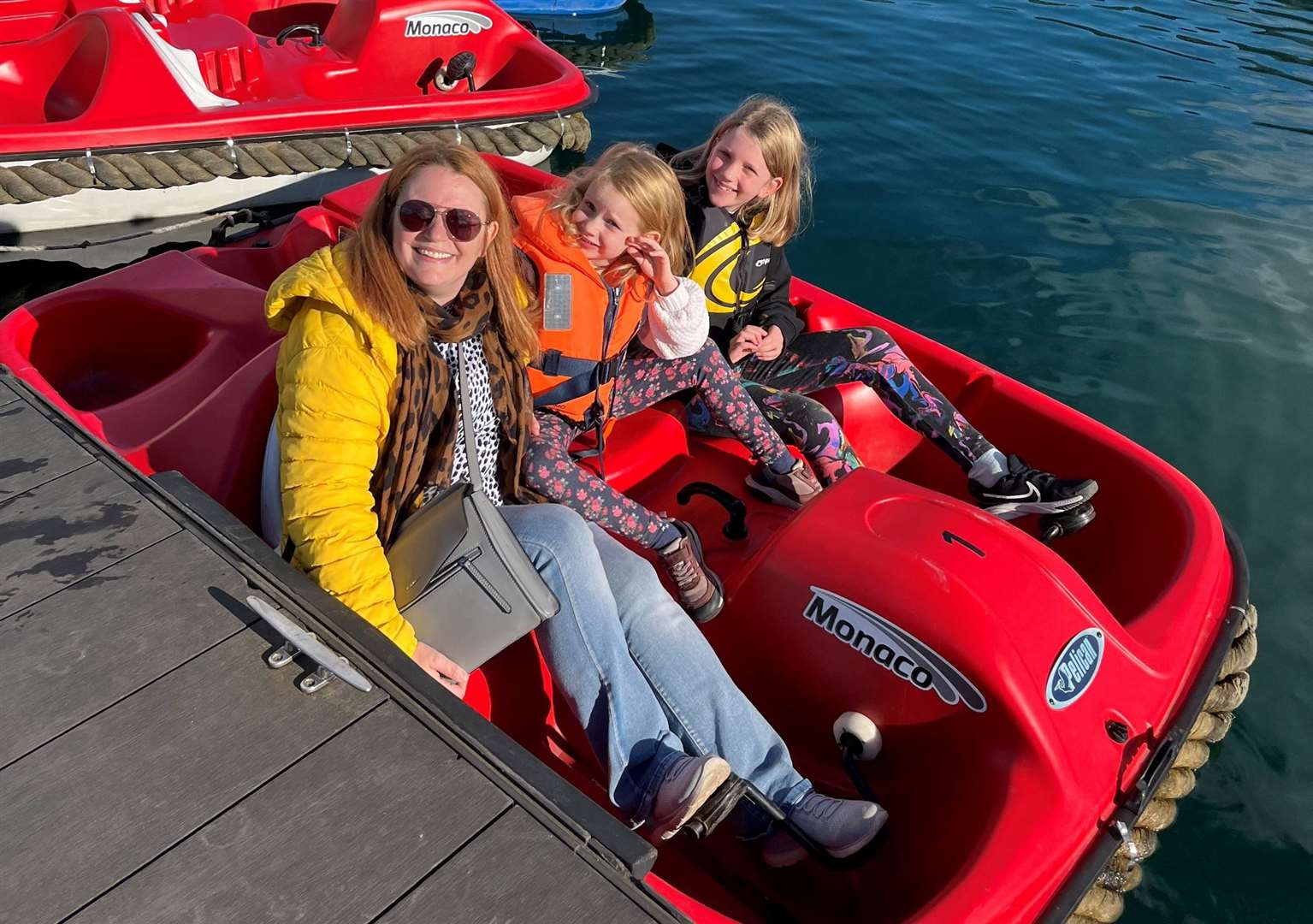 Ella Pickover and family on a pedalo at Great Yarmouth's Venetian Waterways