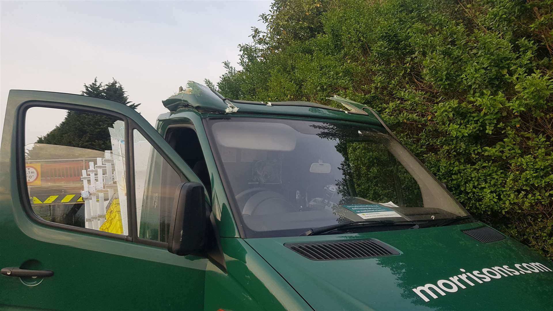 A Morrison's supermarket delivery van was the latest vehicle to hit Stonea railway bridge. PHOTO: Oscar Stephenson. (10792869)