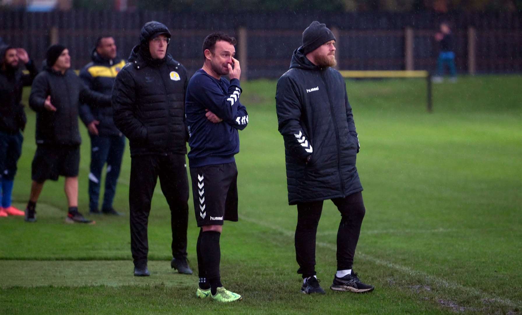 March Town v Oadby Town. Seb Hayes, Luke Pepper and Ash Taylor