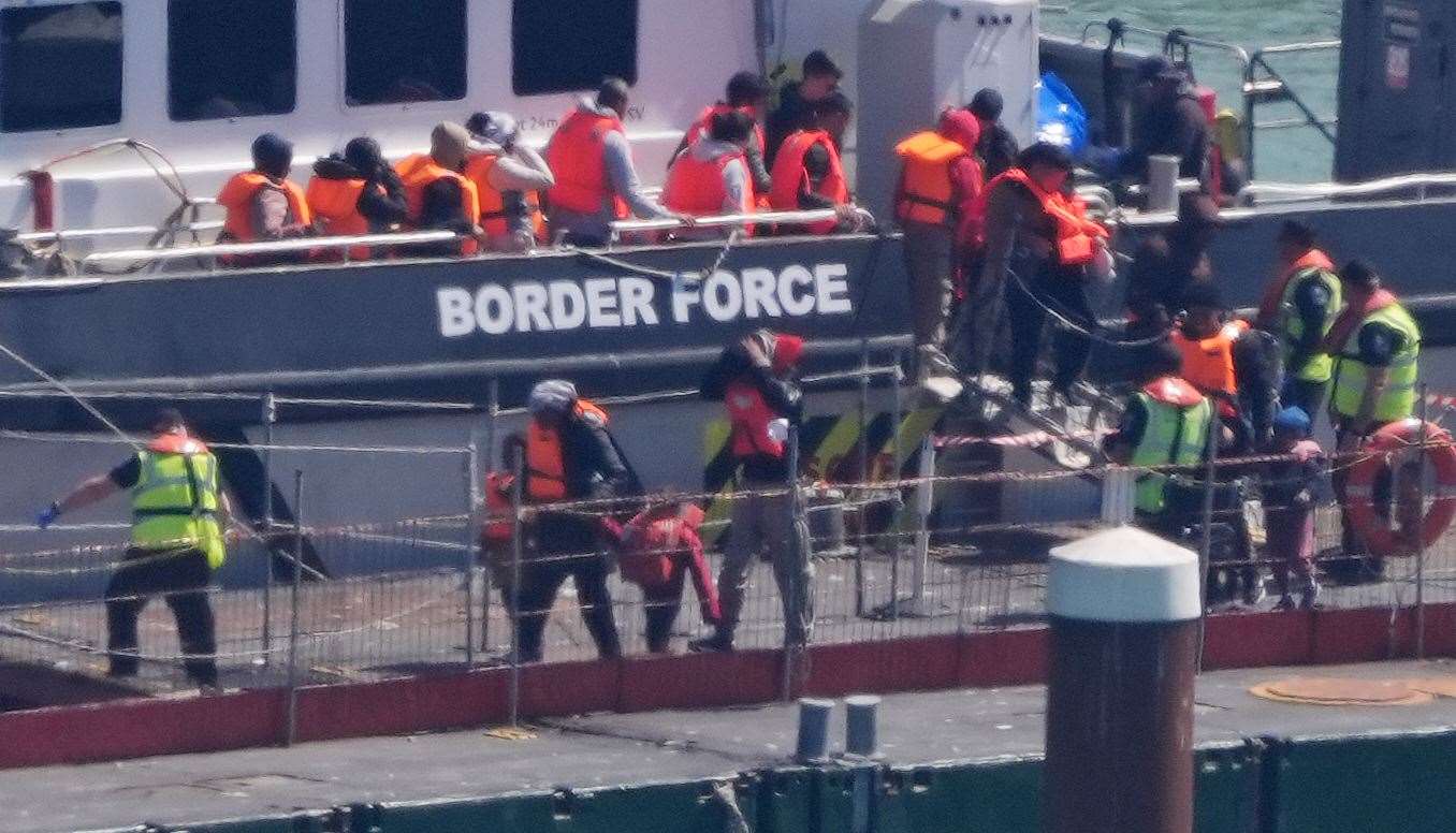 A group of people thought to be migrants are brought in to Dover, Kent (Gareth Fuller/PA)