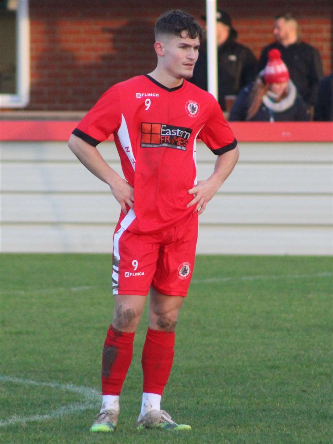 Action from today's game between Wisbech Town and Newark & Sherwood. Photo: ERIN LARHAM