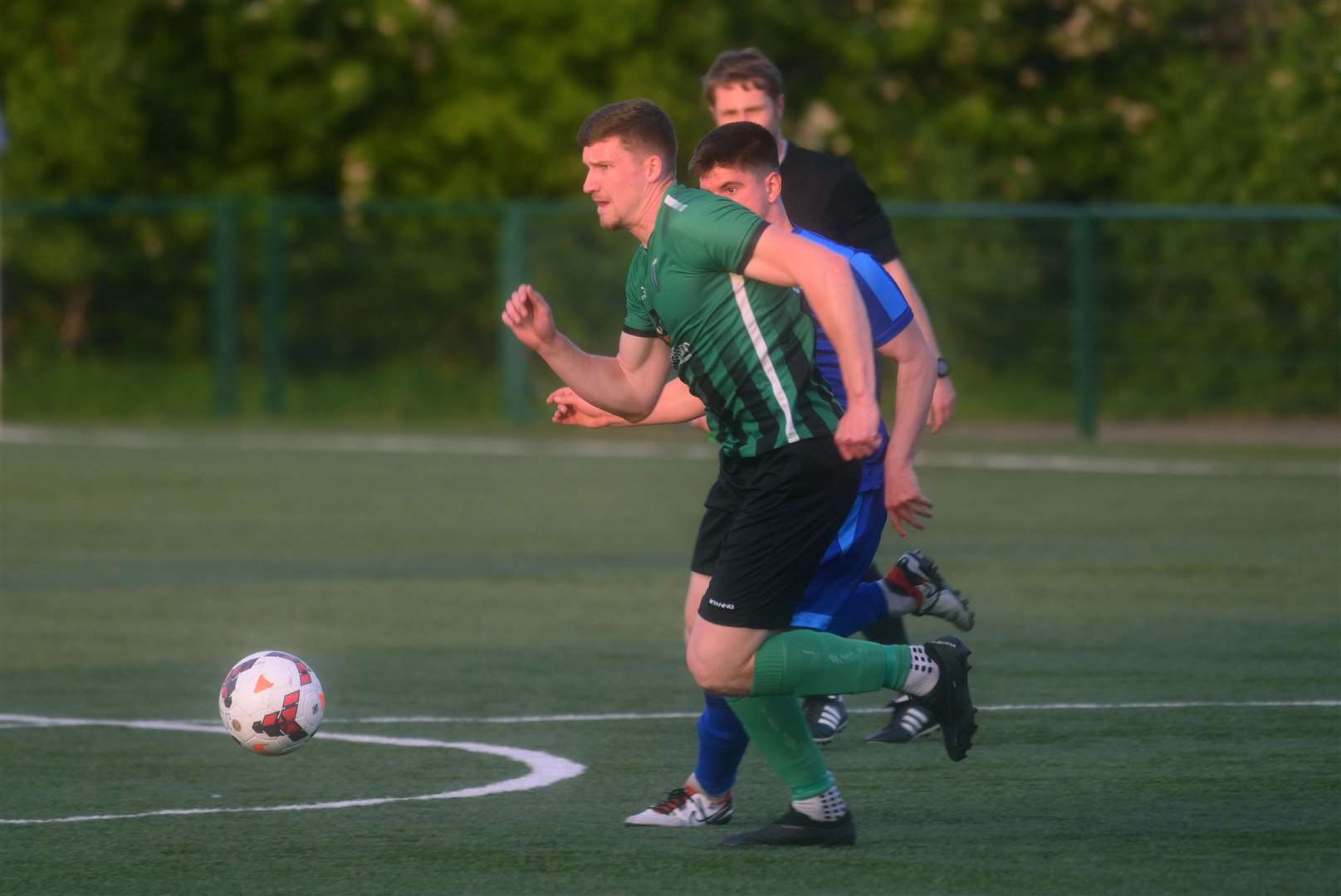 March (Blue) v Blackstones (Green and Black) in the final of the Hinchingbrooke Cup