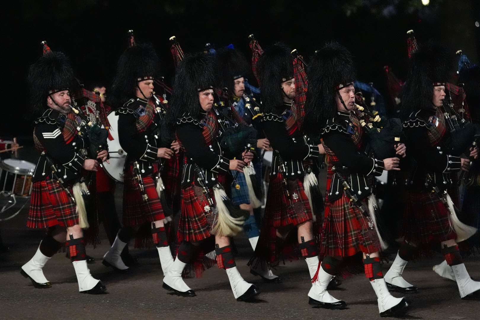 The rehearsal saw bands, soldiers and mounted units gather from about 2.30am on Saturday (Lucy North/PA)