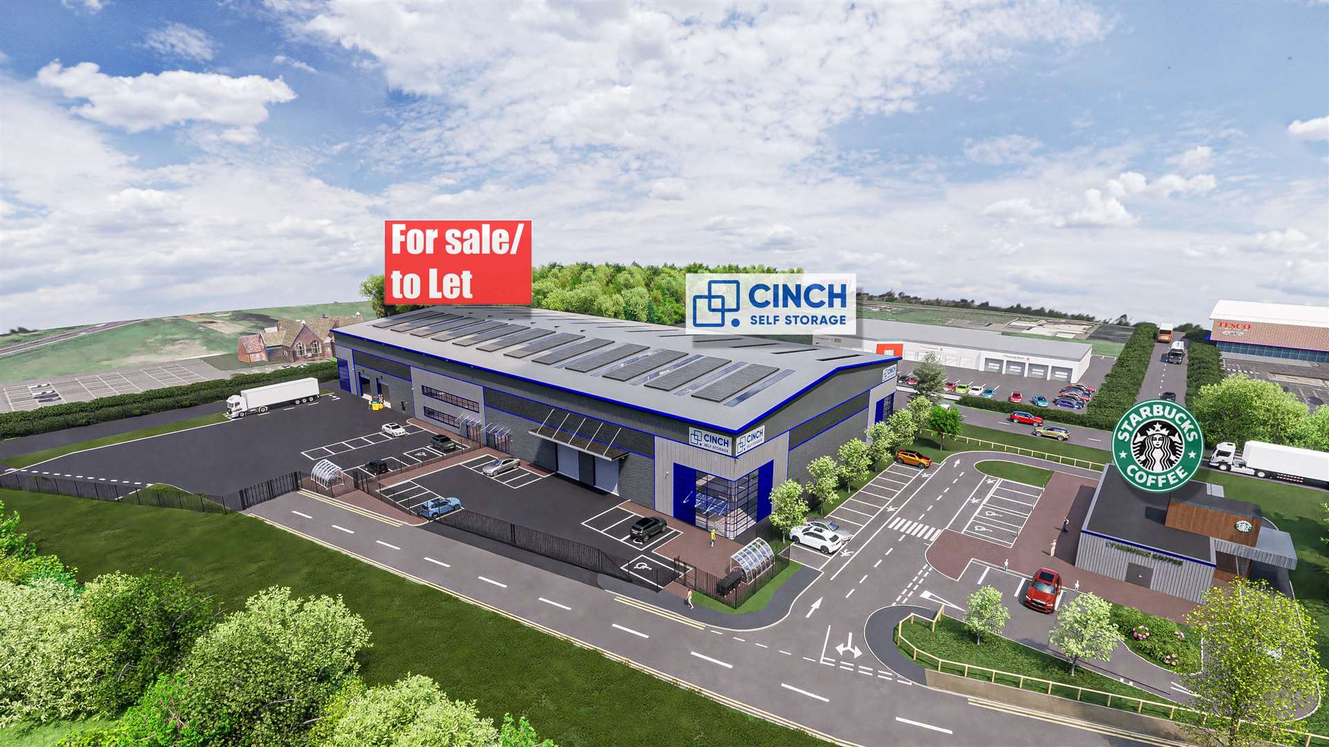 An overview of the site including the Starbucks, which will have its own car park and seating area.