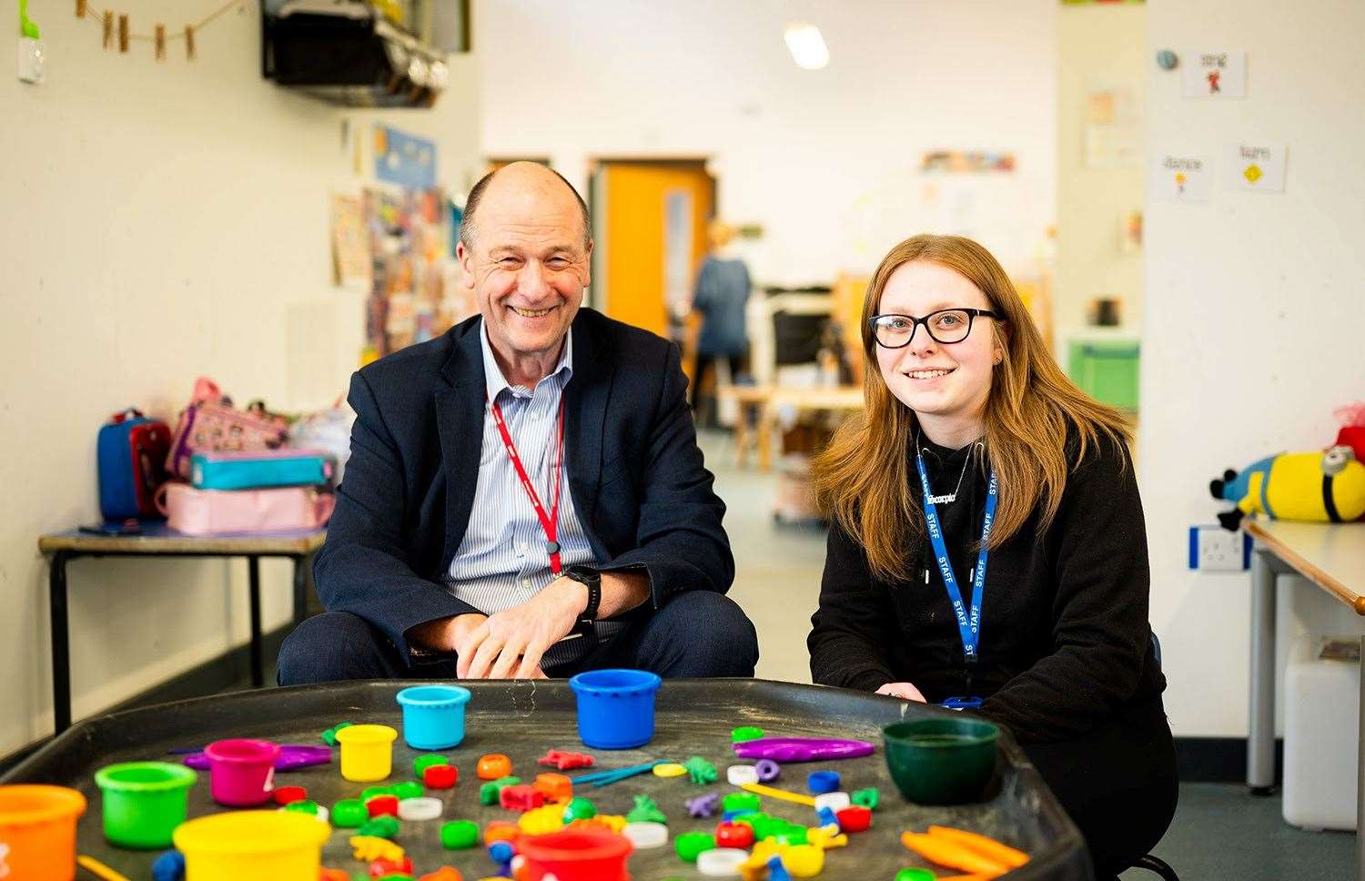 Paul Harrison, assistant principal corporate services, visited Stepping Stones Pre-school in Littleport where he shadowed apprentice Tegan Bedford