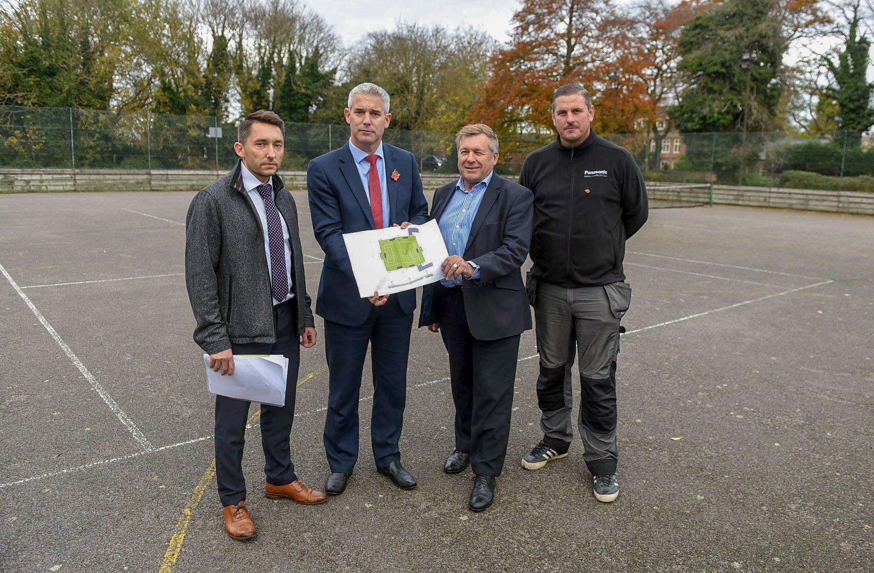 Plans unveiled for new sports facility by Leverington Sports and Social Club. From left: Matthew Warren, Steve Barclay, Steve Fisher and Kev Roberts. (5469478)