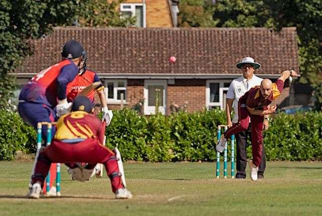 New March Town Cricket Club skipper Callum Young bowling