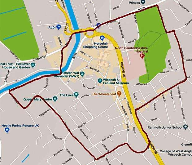 Map shows area covered by the new dispersal order that comes into force in Wisbech tomorrow (Thursday). (3267202)