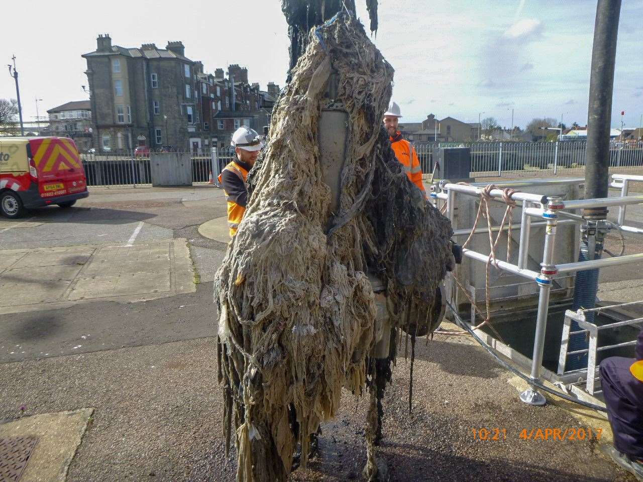 Anglian Water wants residents to think about what they flush down the loo to stop blockages like this.