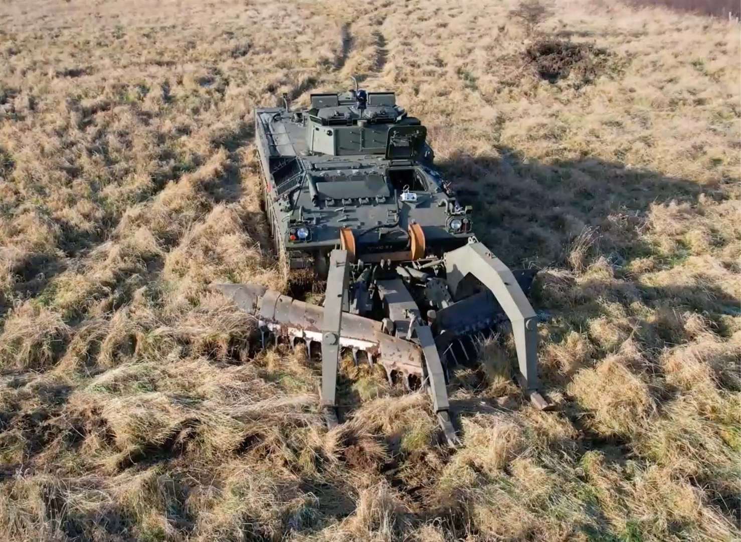The remote-controlled mine plough system Weevil being put through its paces (MoD/PA)