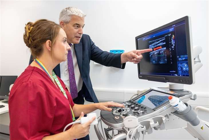MP Steve Barclay pictured when he was Health Secretary visiting the George Eliot CDC - it has facilities similar to those at North Cambs Hospital.
