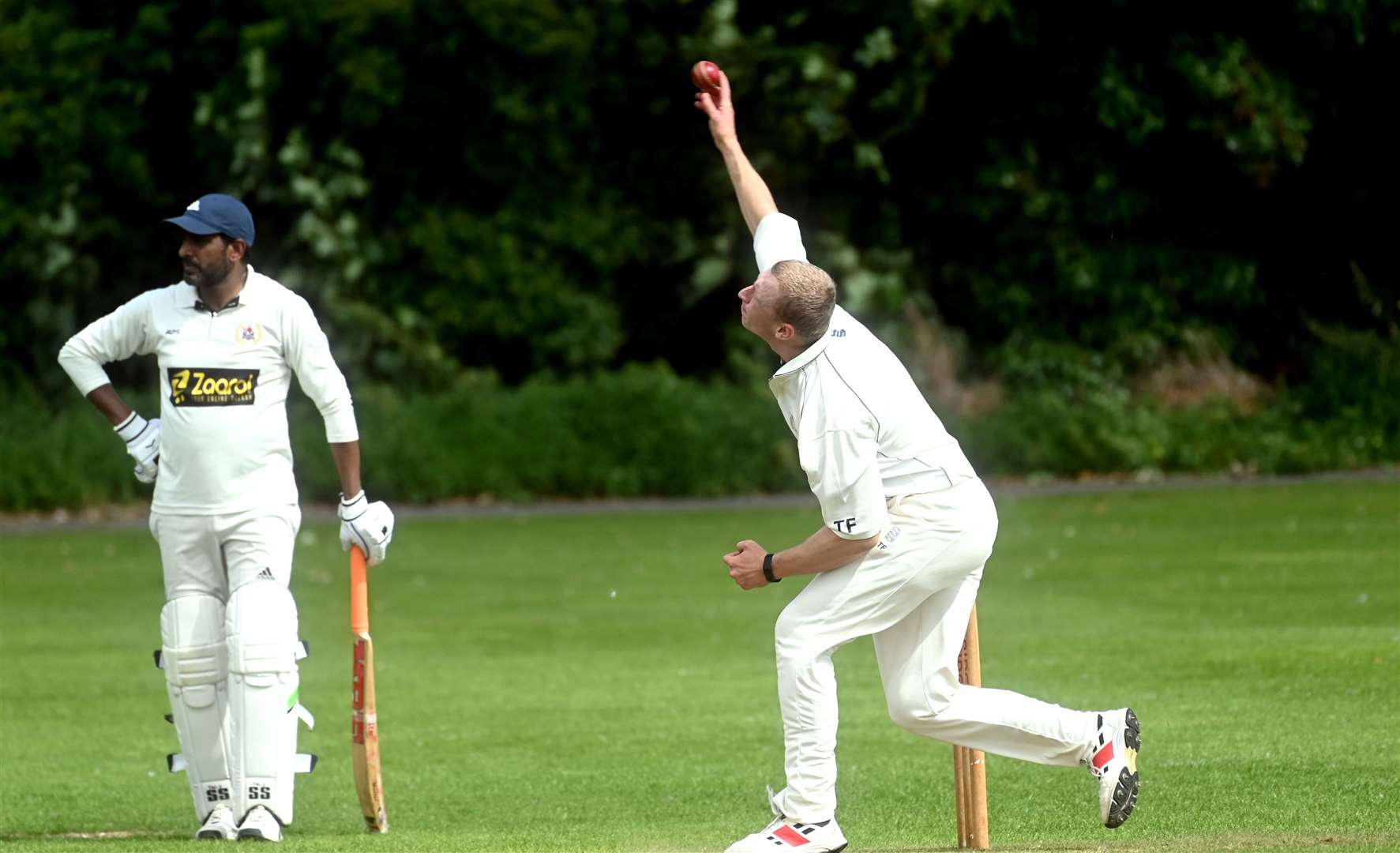 Tom Freear bowling for Wisbech 3rds v Telugu 3rds