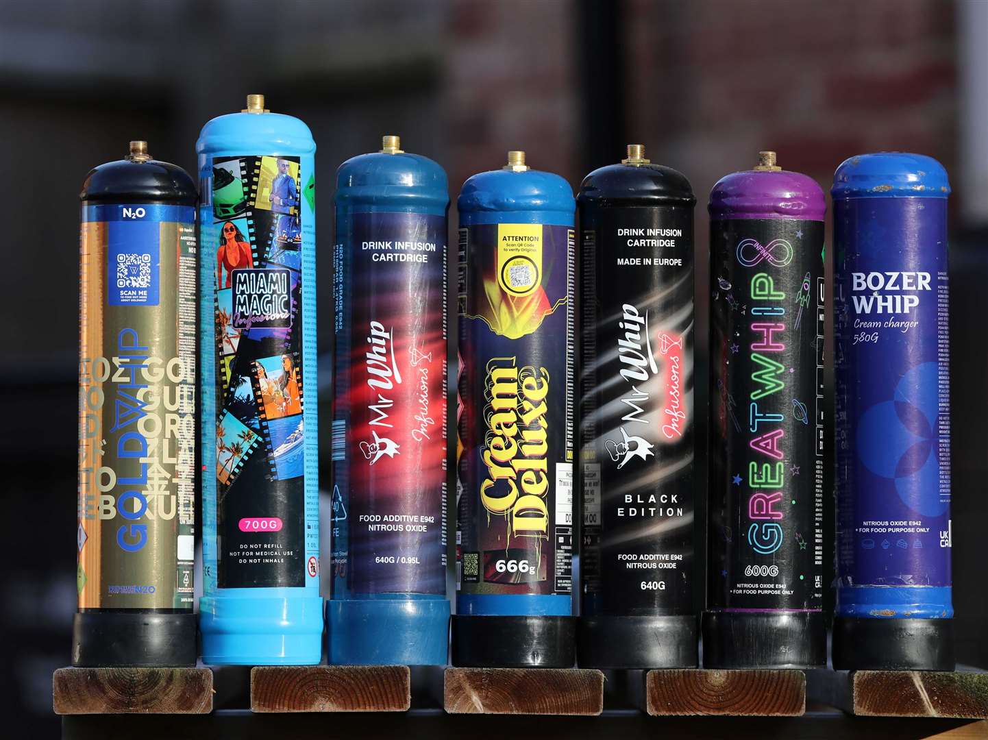 Tim believes some of the labels on the canisters suggest the marketing of these products is not aimed at the catering trade to which they are legally sold. Picture: Tim Chapman