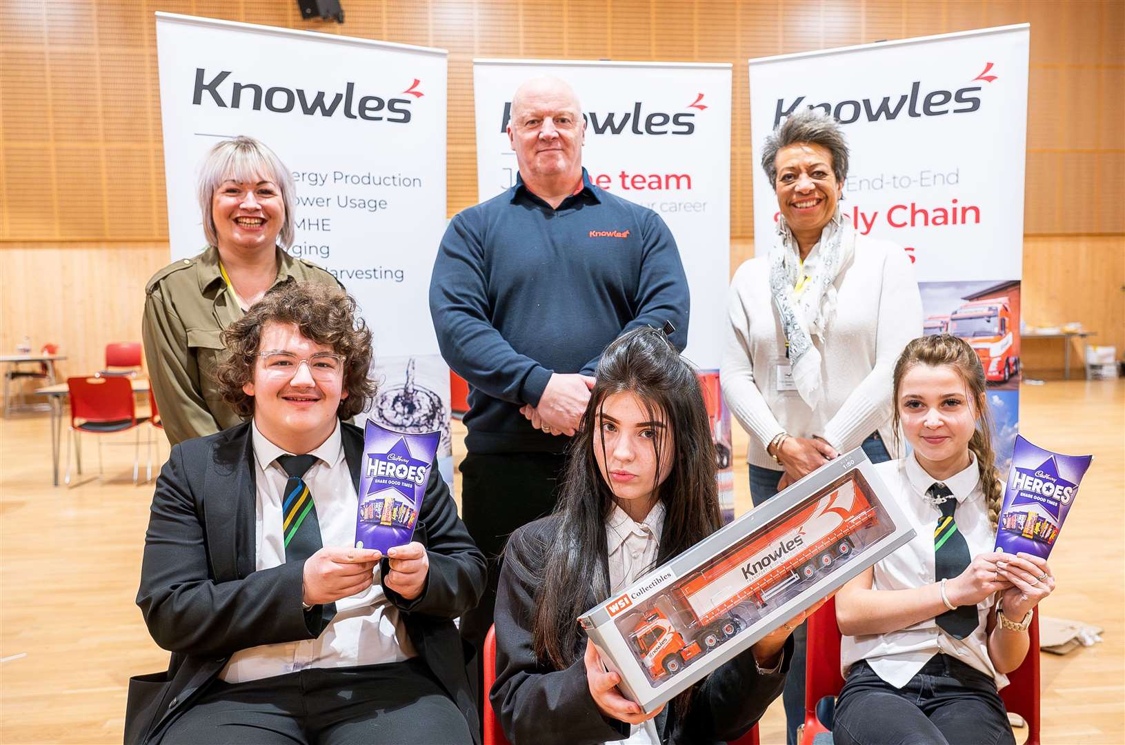 Students with representatives from Knowles. Picture credit: Ian Burt/Barking Dog Media