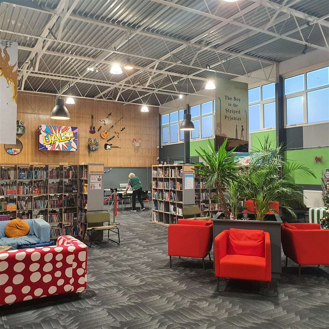 The gym has been converted into a library