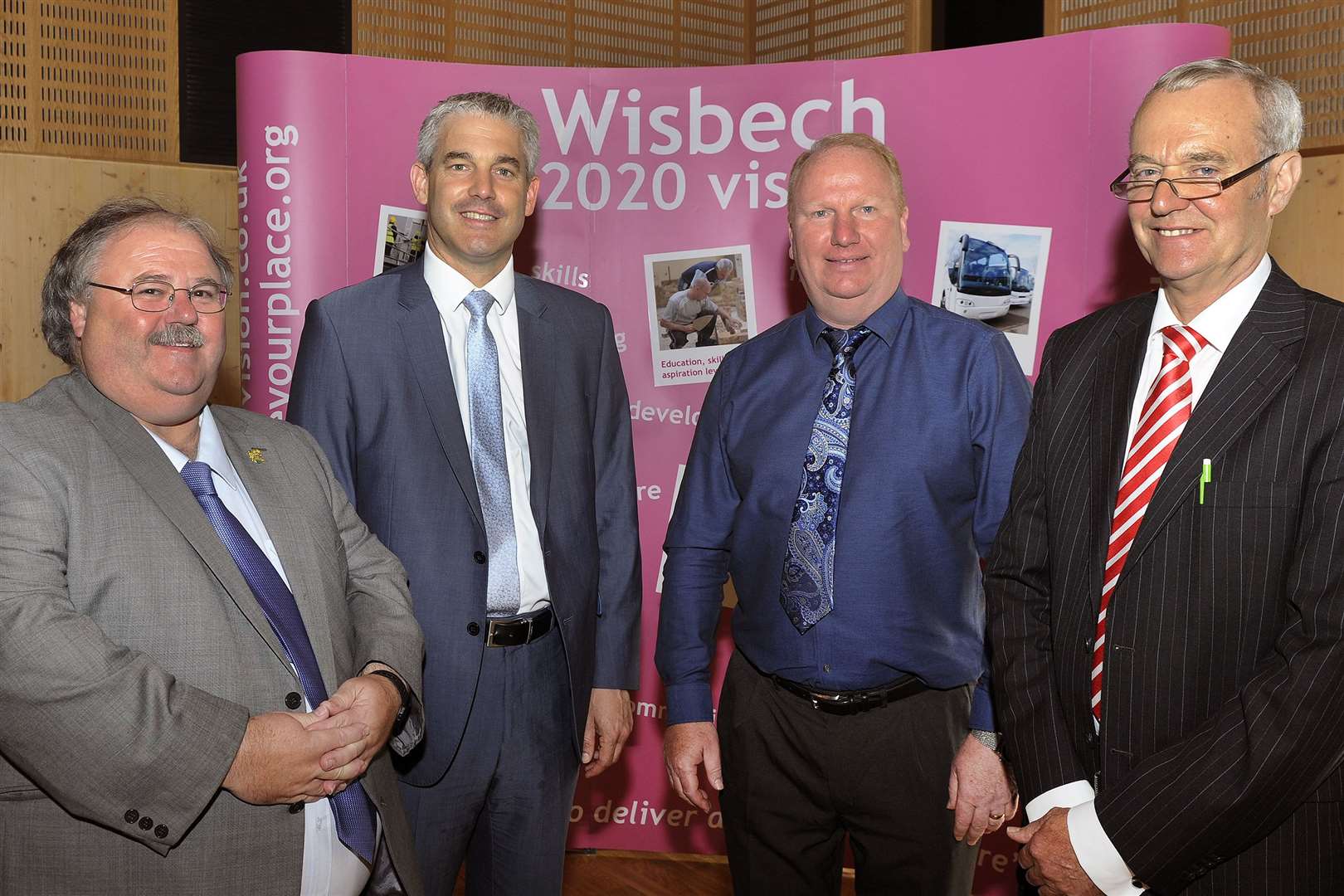 Wisbech 2020 Vision Summit update meeting at Thomas Clarkson Academy in 2016, from left David Oliver (Wisbech Town Council leader), Steve Barclay MP, Steve Count (Cambridgeshire County Council leader) and John Clark (Fenland Council leader).