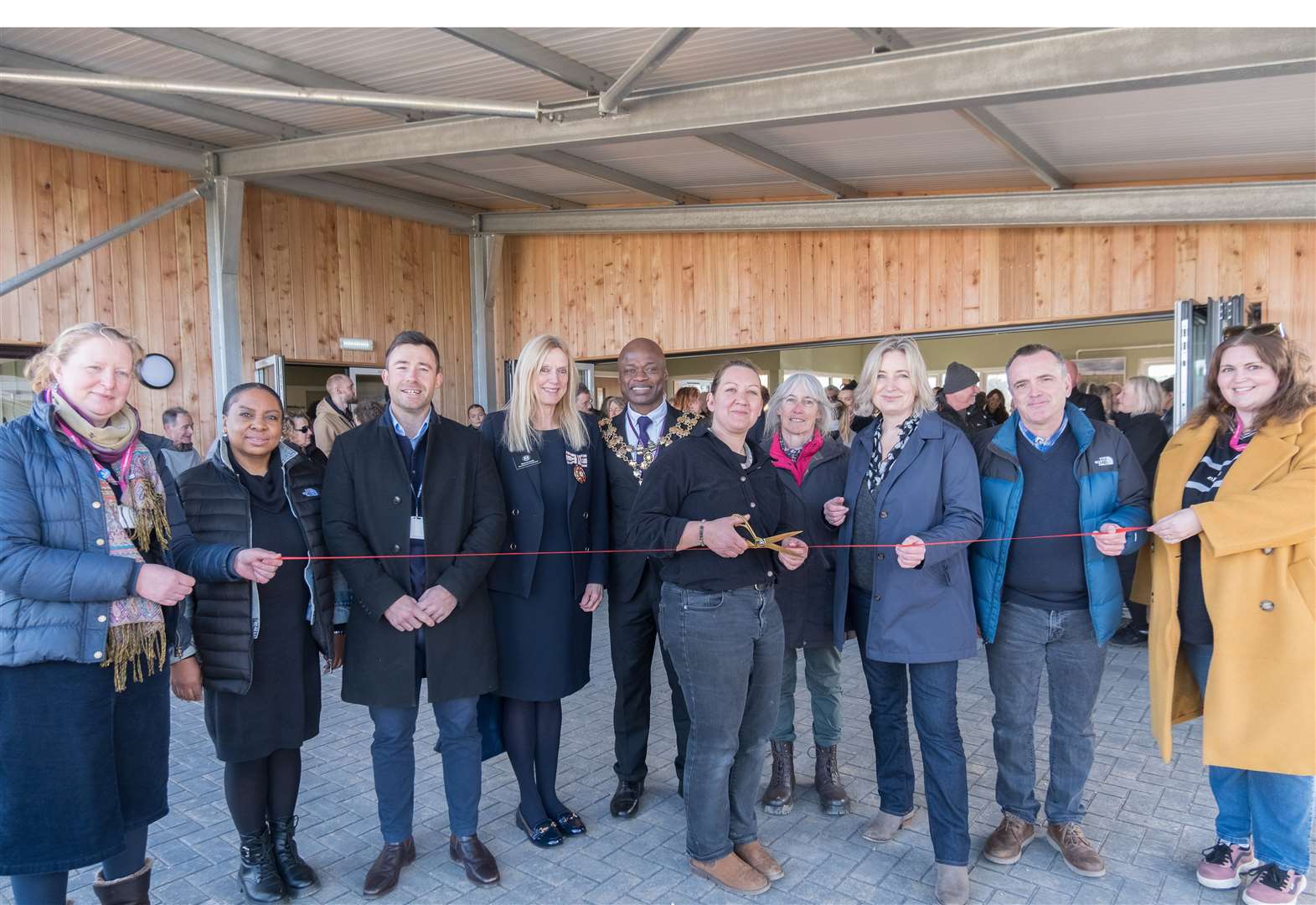 The ribbon cutting at the Wisbech Community Farm's new Eco Hub building. Picture: Cambridgeshire County Council