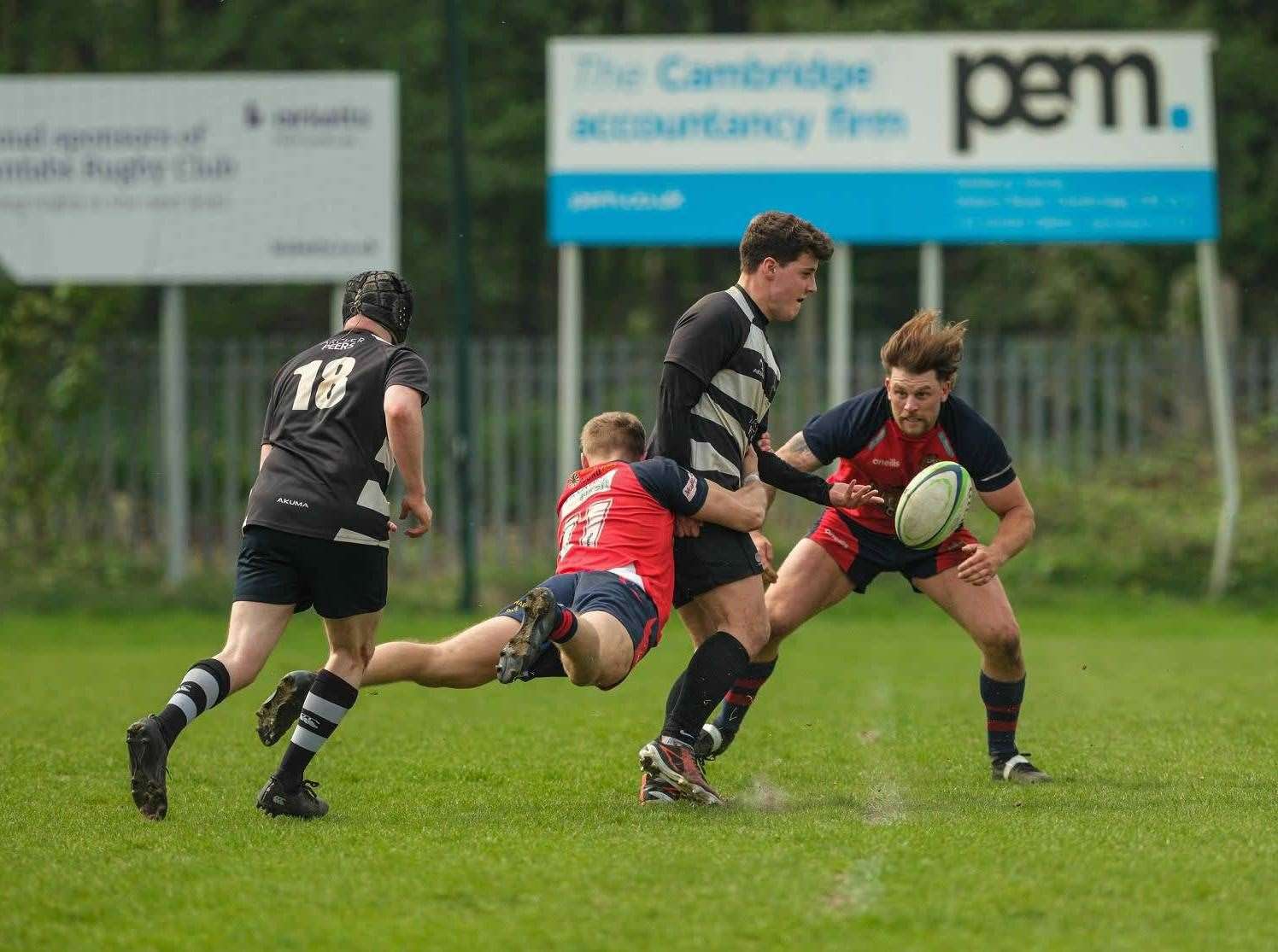 Winger Hal Whyatt with one of many tackles. Picture: Andy Titmuss