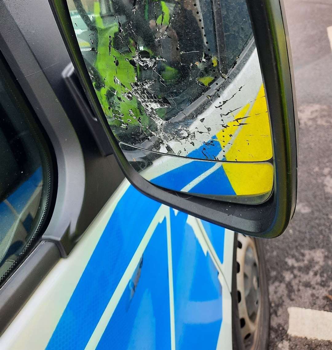 Danny Carman smashed the wing mirror on a police van in Wisbech.