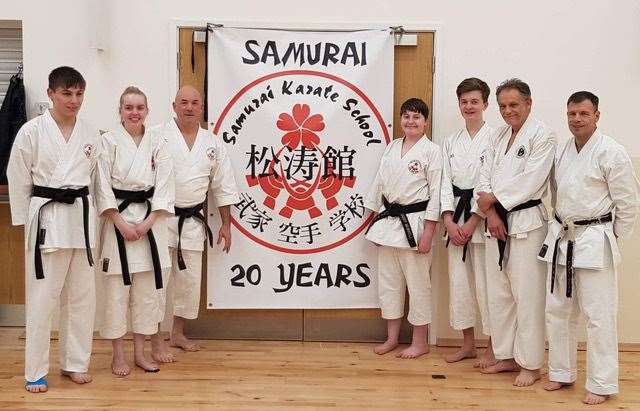 Samurai 11.19 Mikey Austin, Robyn Murrell, Sensei Steve King , Harry Murrell, Euan Shaw, Iain Hunt, Sensei Andy Watson. (22570174)