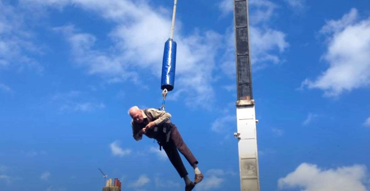 Henry was 90 when he did a bungee jump on Wisbech Market Place. (42933790)