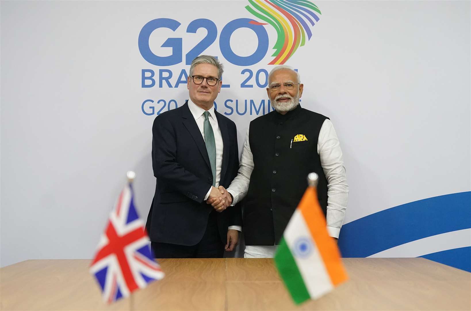 Sir Keir Starmer and Narendra Modi during a meeting at the G20 summit in November (Stefan Rousseau/PA)