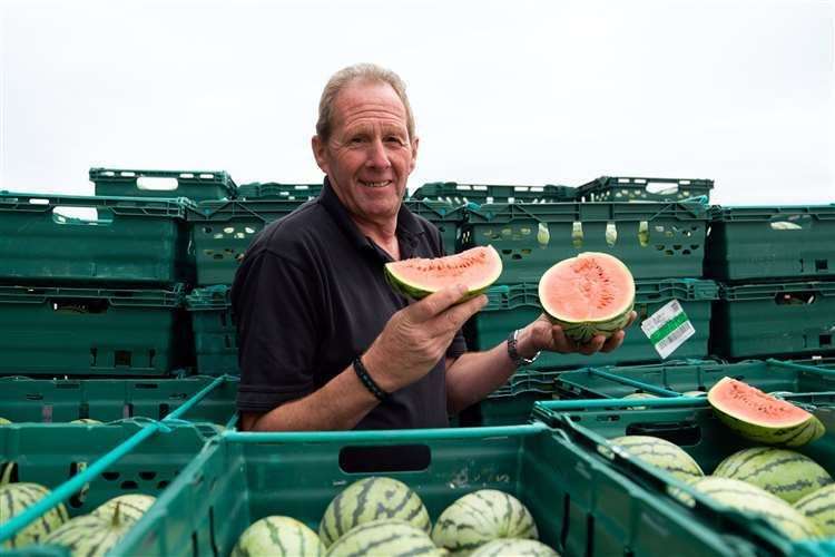 Nick Molesworth, manager of Oakley Farm in Outwell with a sample of this year's bumper crop. Photo: Joe Giddens/PA Wire.
