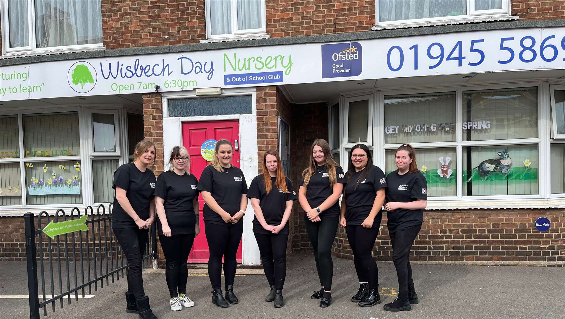 Wisbech Day Nursery staff pictured from left: Danielle Rowe, Natalie Scott, Hannah Vick, Chelsea Leftley, Ellie Lovegrove, Jasmin West and Shelby King, are preparing to jump out of a plane for charity.