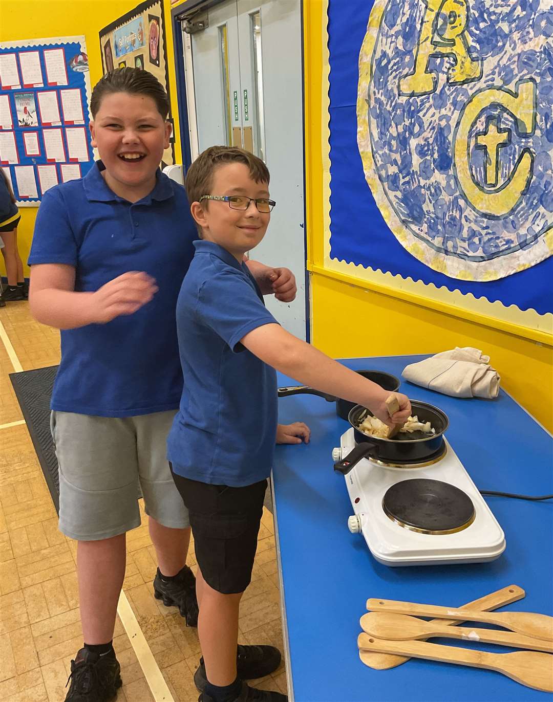 Children enjoy bread making