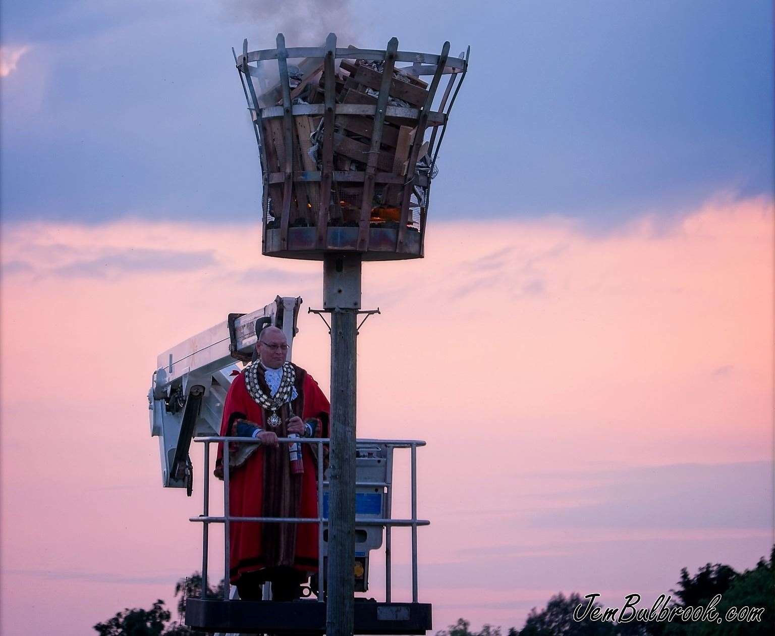 March Mayor Gary Christy lights the Beacon in the town's West End Park to commemorate the 80th anniversary of the D-Day Landings. Photo: Jem Bulbrook Photography.