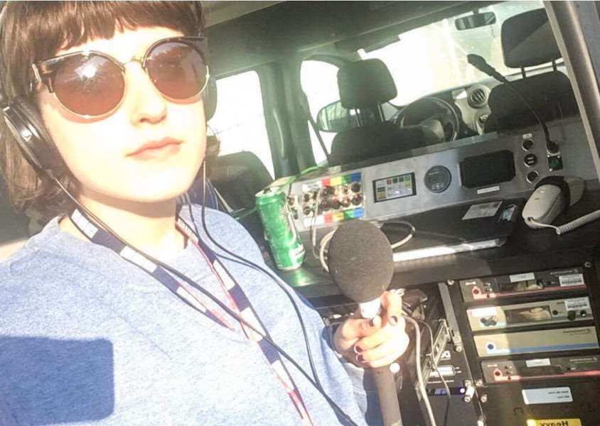 Emily Pilbeam pictured during a live broadcast from this year's Leeds Festival.