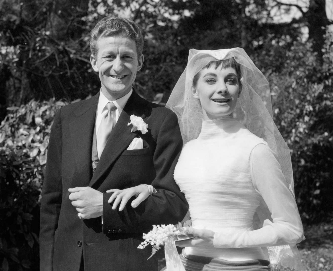 Jean Marsh with husband Jon Pertwee after their wedding (PA)