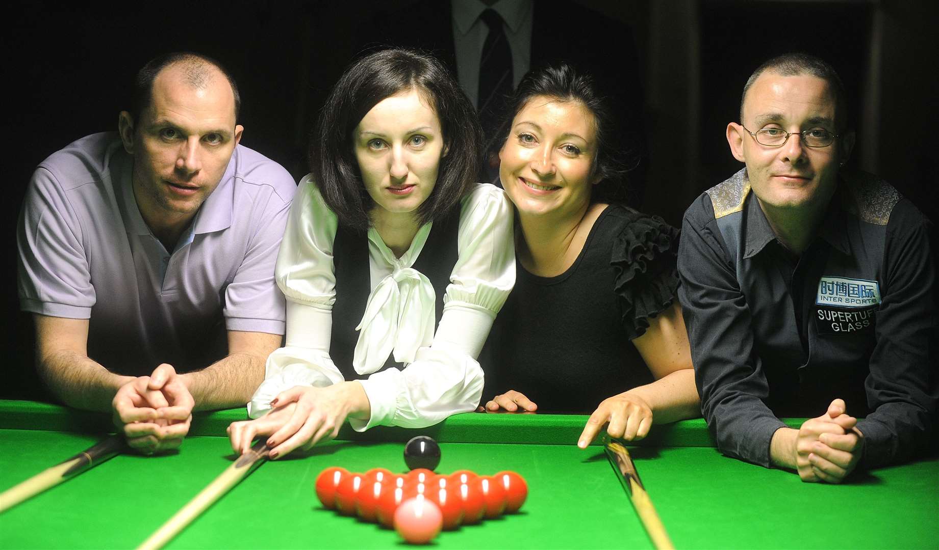 Competitors in the mixed doubles final at Pot Black. Left to right - Joe Perry, Tatjana Vasiljeva, Pam Wood and Martin Gould.. (8977907)