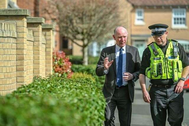 Police and Crime Commissioner Darryl Preston out and about with a frontline officer.