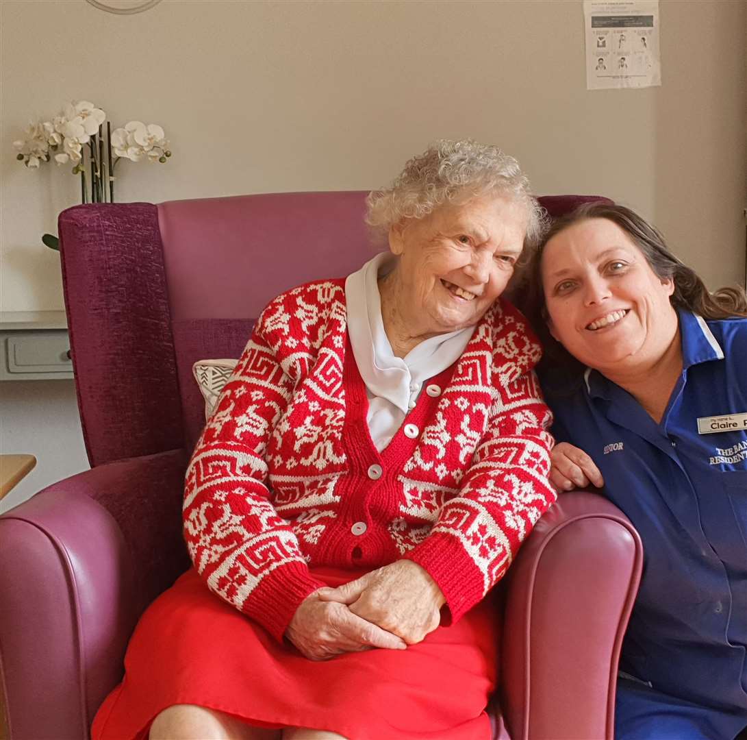 Elsie and senior care worker Claire Poxon