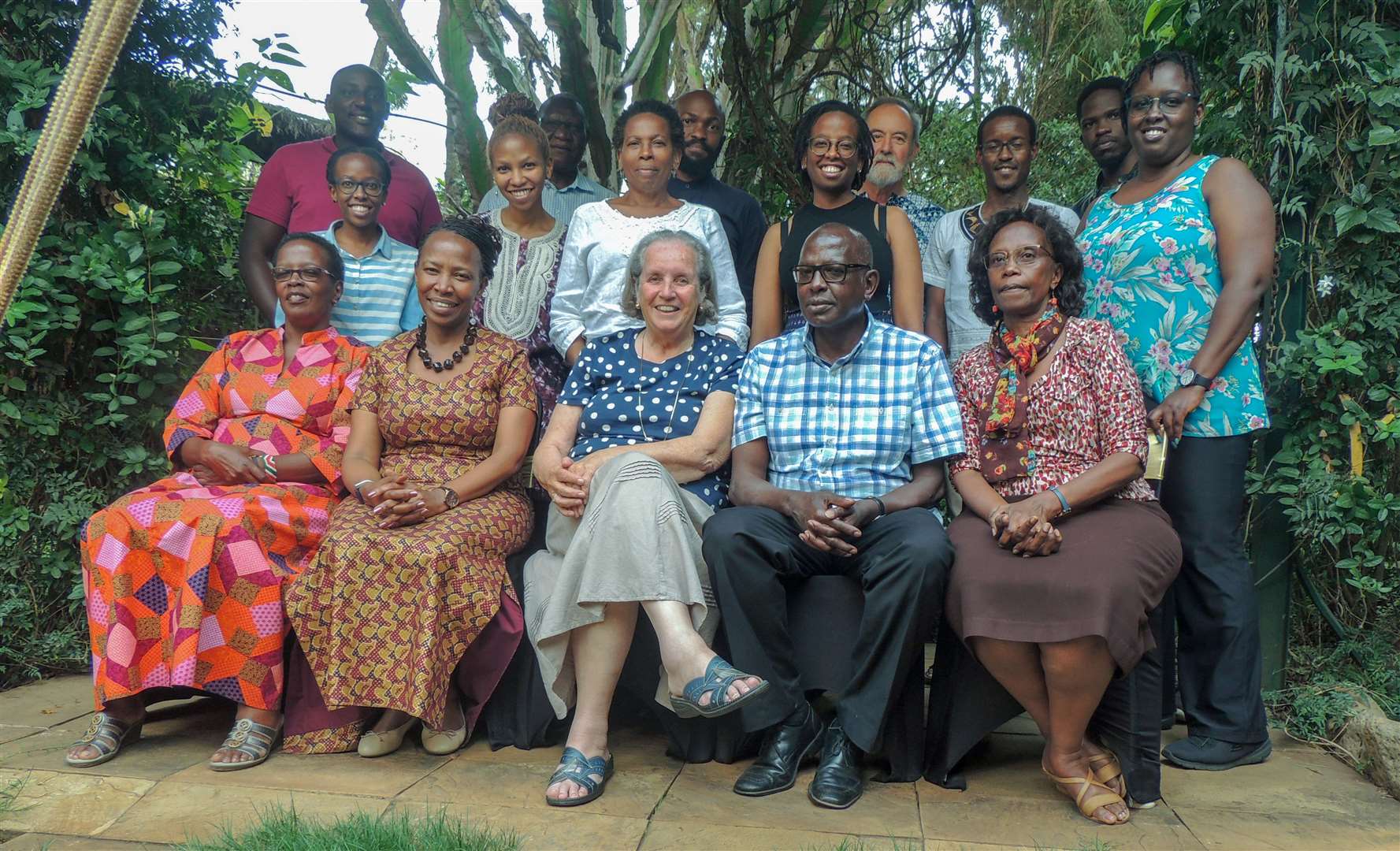 Sue Claydon and her husband John pictured with her Kenyan family during a visit to celebrate 50 years of being part of the Muntungi family. (32661839)