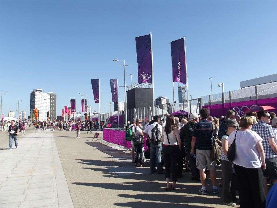 Queues to enter the Olympic park