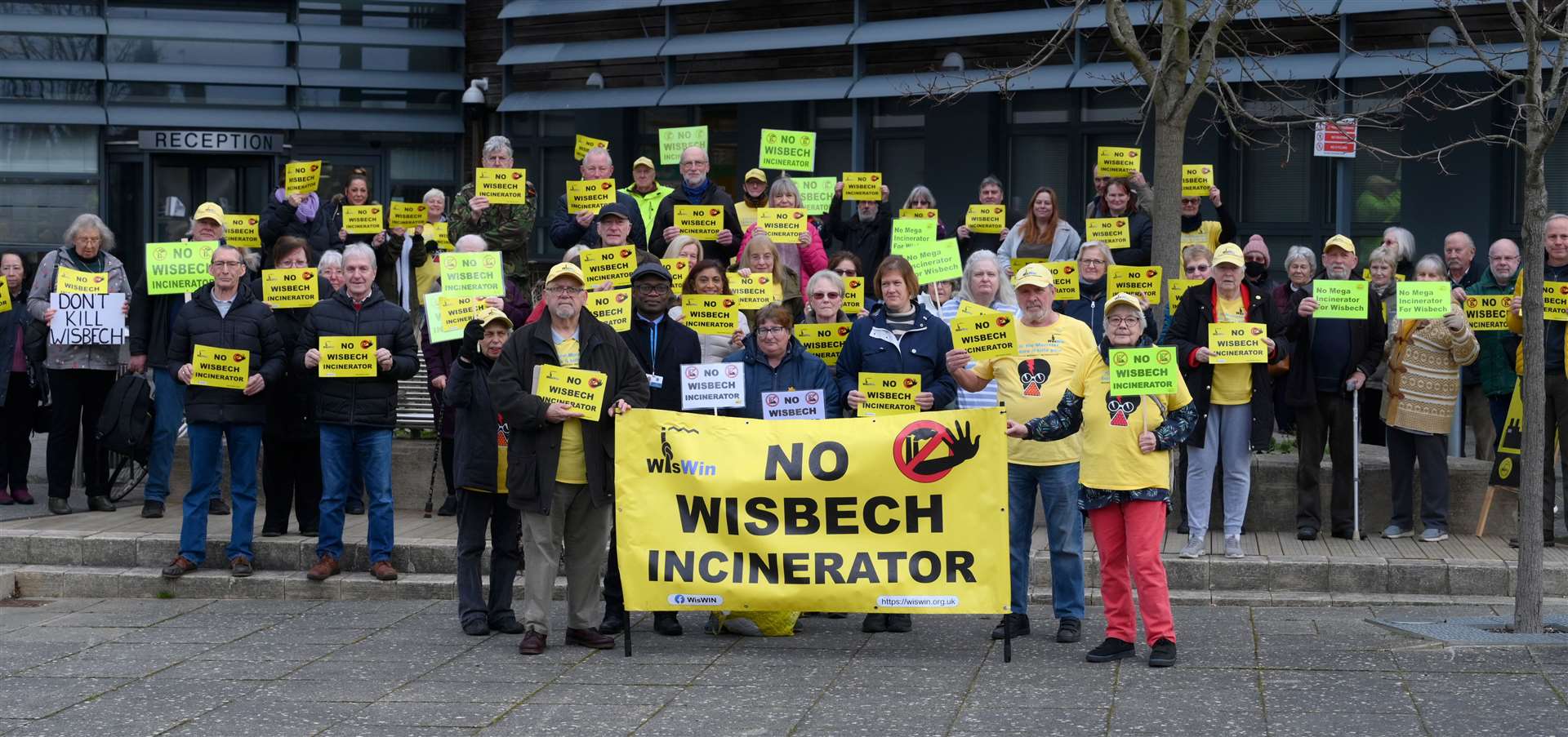 Protesters against the incinerator outside the Boathouse during the public consultation meetings earlier this year.