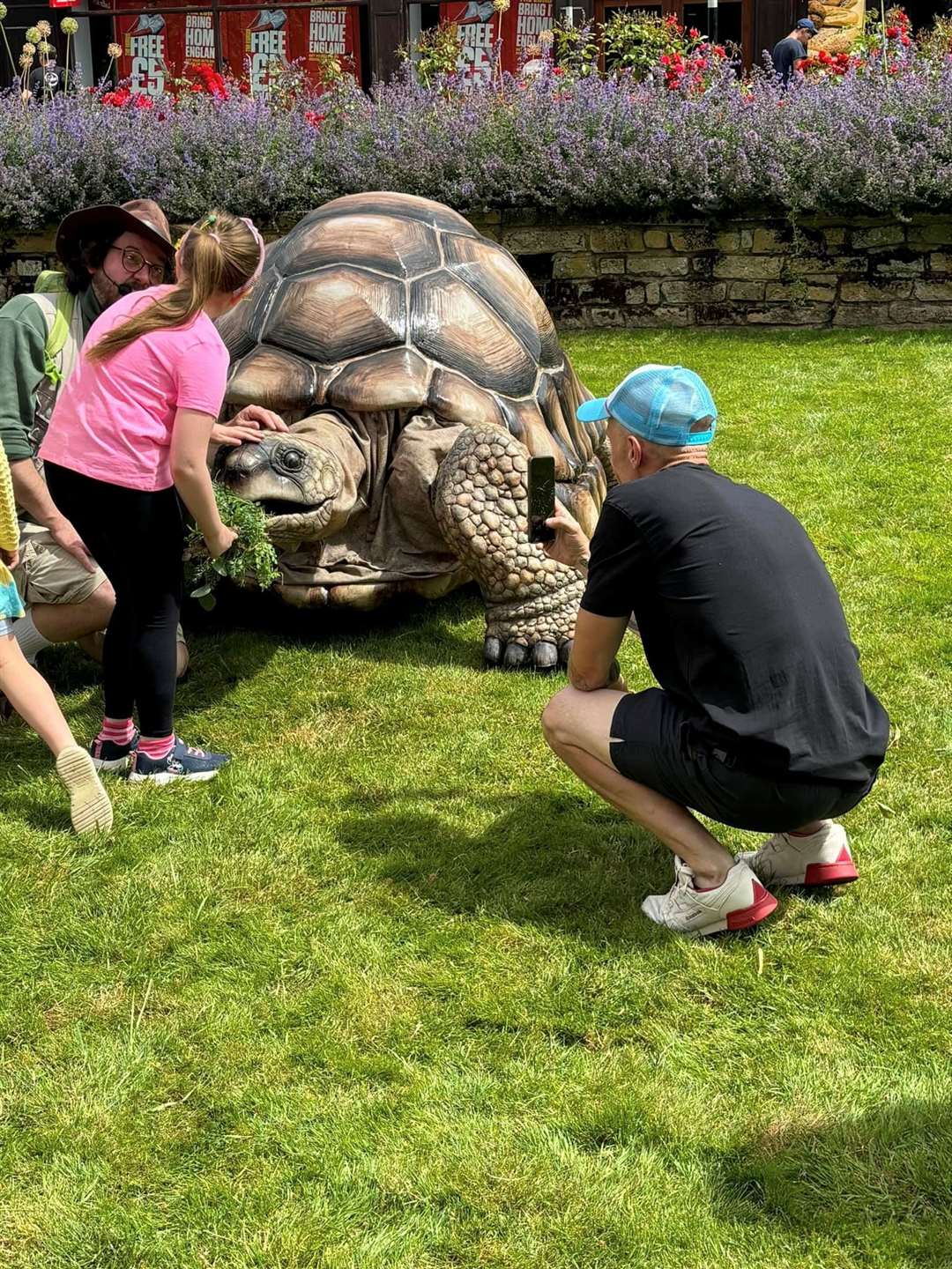 A giant tortoise in the grounds of St Peter's gardens attracted some attention. Photo: Wisbech Town Council.