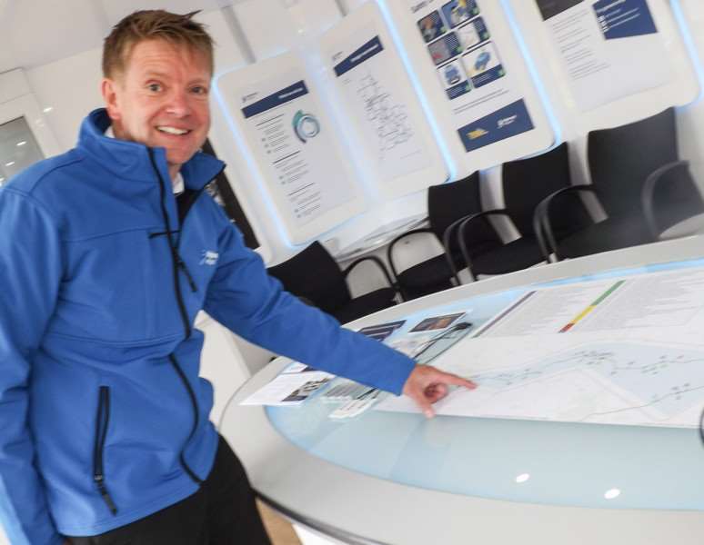 Highways England East team were in Guyhirn talking about �20million worth of resurfacing and safety schemes along the A47 including at Guyhirn and Wisbech. Pictured is Darrel Holt, project sponsor with a map highlighting the schemes.