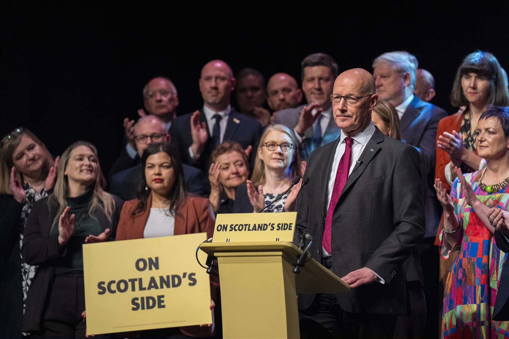 John Swinney’s party would lose a handful of seats, the poll suggested, but would remain, by far, Holyrood’s biggest party (Jane Barlow/PA)