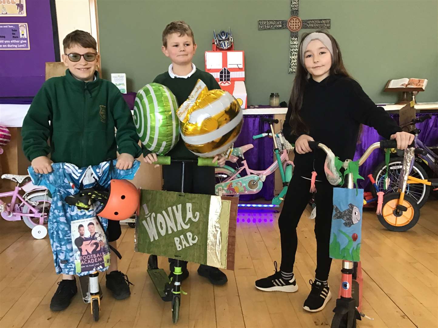 The children turned their bikes and scooters into characters