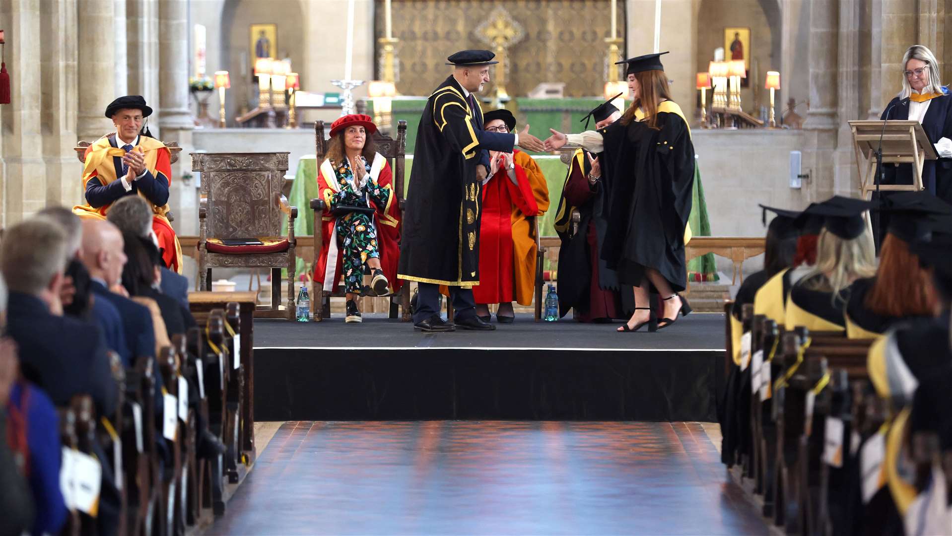 Students at a graduation ceremony