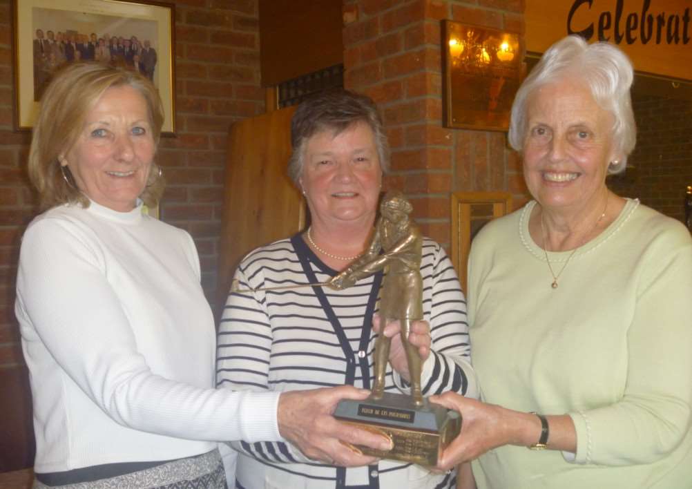Sutton Bridge Golf Club Ladies Fleur De Lys Trophy: Christine Burrell[L] and Janet Simpson [R] receiving the Trophy from Ladies President Jenny Wells [Centre]