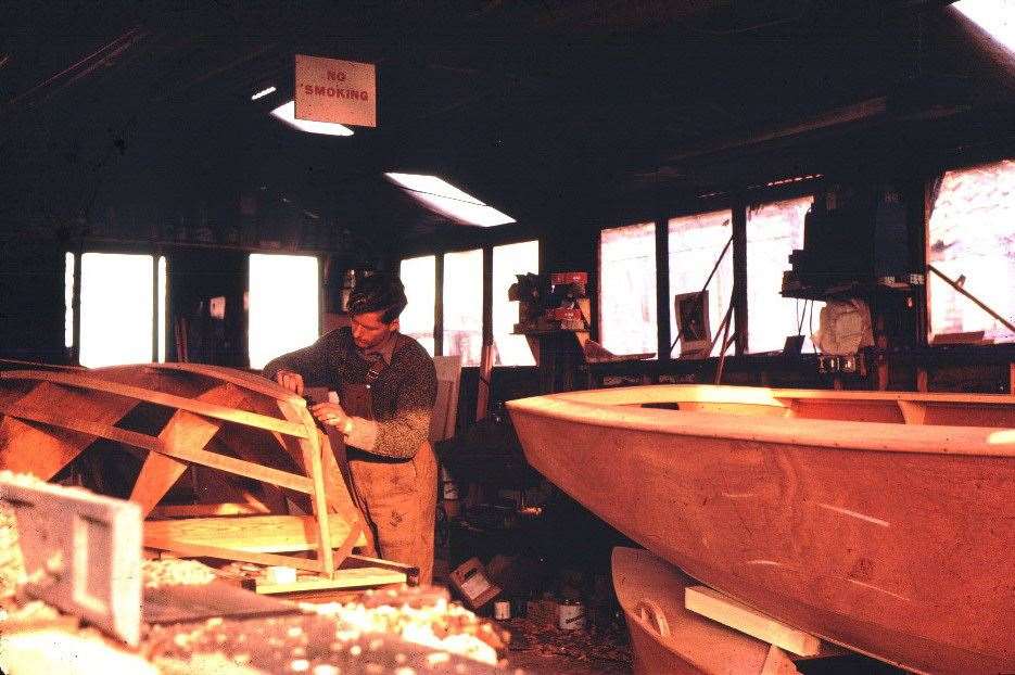 Charlie Fox at work in the boat building shed. (54257569)
